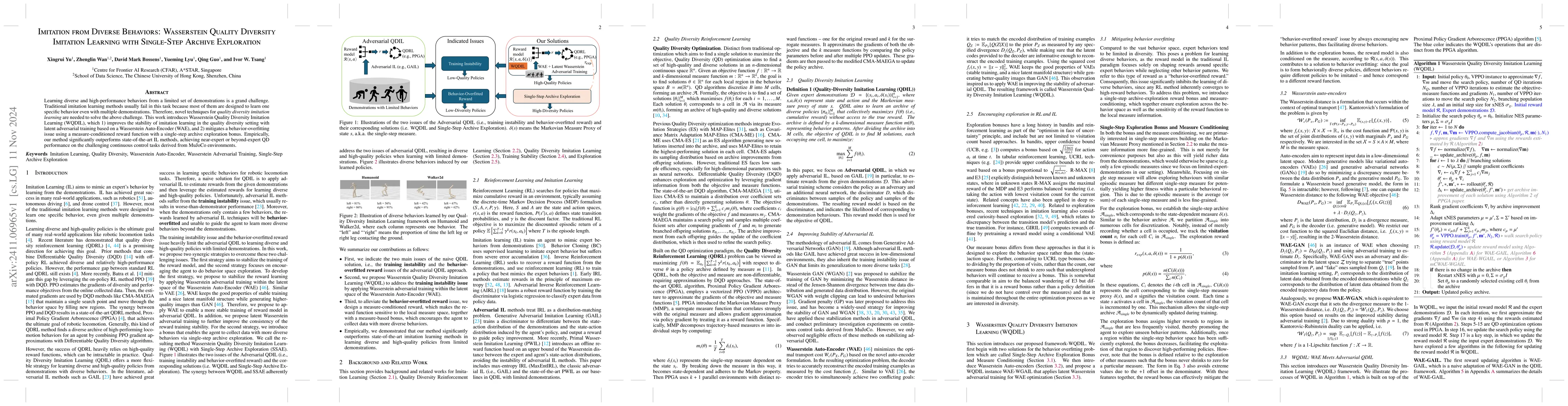 Thumbnail for Imitation from Diverse Behaviors: Wasserstein Quality Diversity
  Imitation Learning with Single-Step Archive Exploration