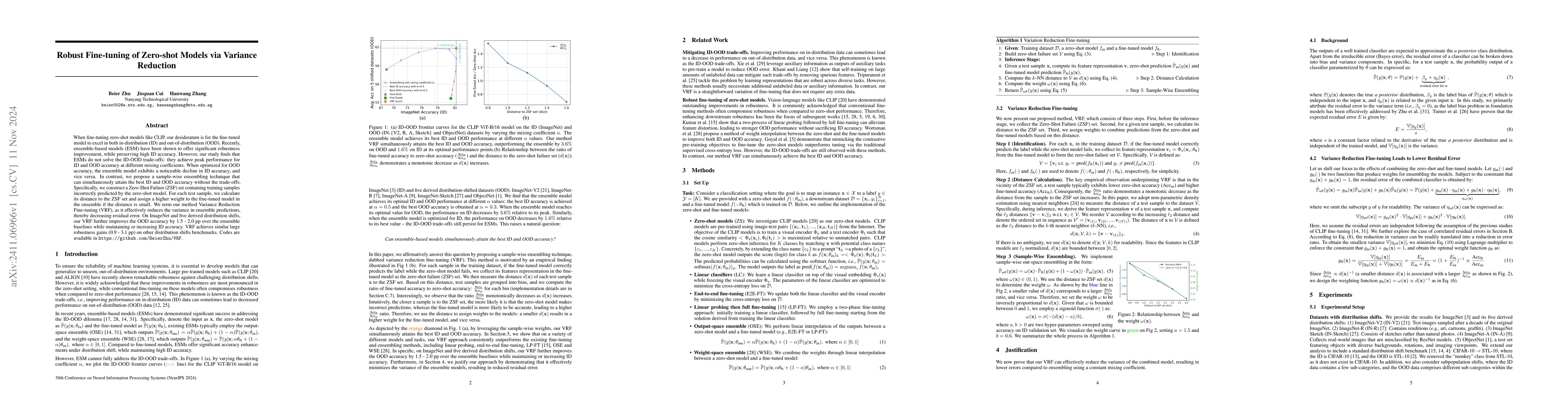 Thumbnail for Robust Fine-tuning of Zero-shot Models via Variance Reduction