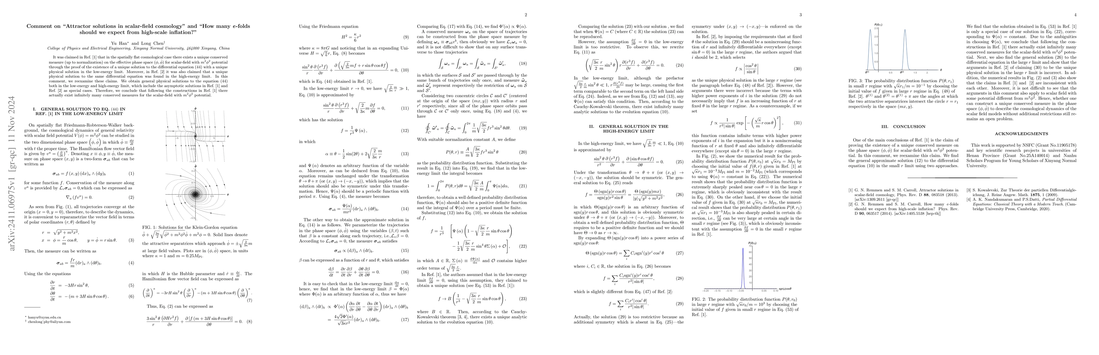 Thumbnail for Comment on "Attractor solutions in scalar-field cosmology" and "How many
  e-folds should we expect from high-scale inflation?"