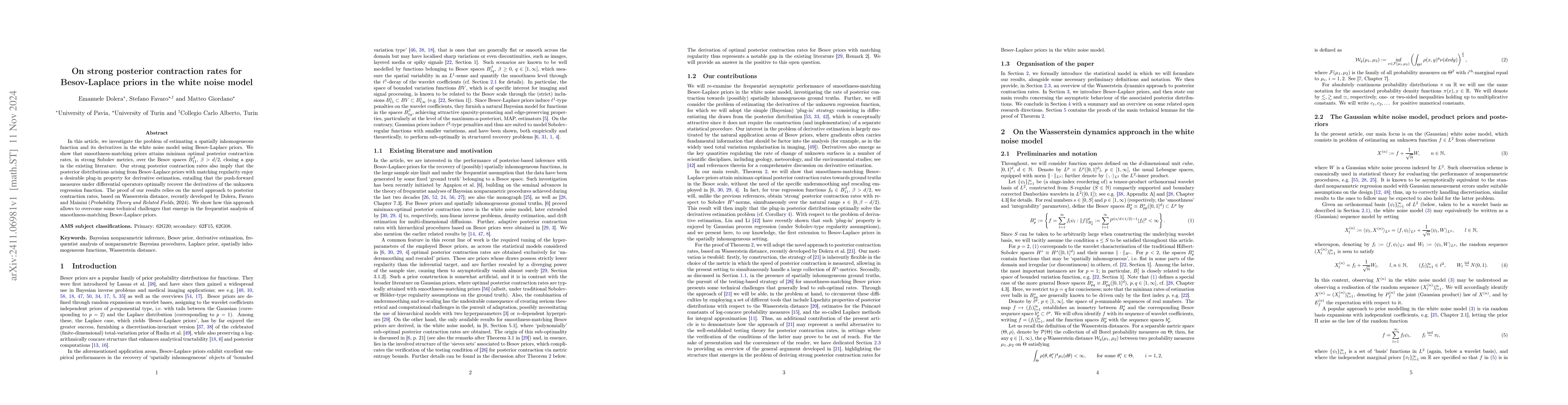 Thumbnail for On strong posterior contraction rates for Besov-Laplace priors in the
  white noise model