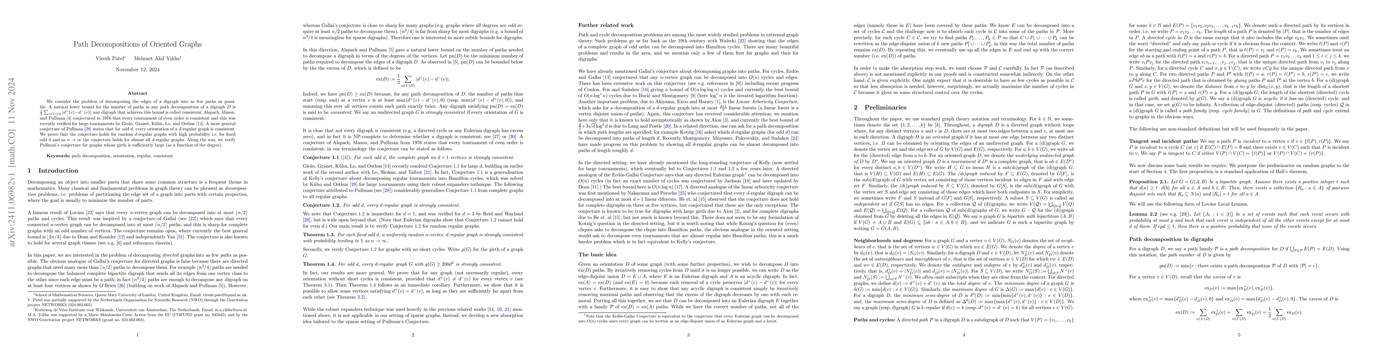 Thumbnail for Path decompositions of oriented graphs