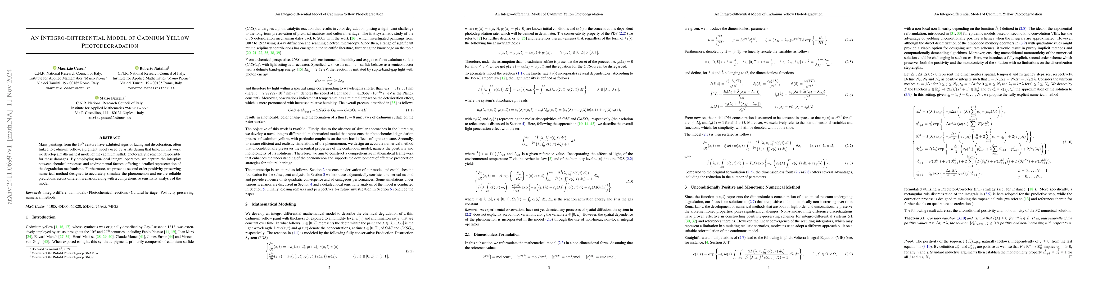 Thumbnail for An Integro-differential Model of Cadmium Yellow Photodegradation