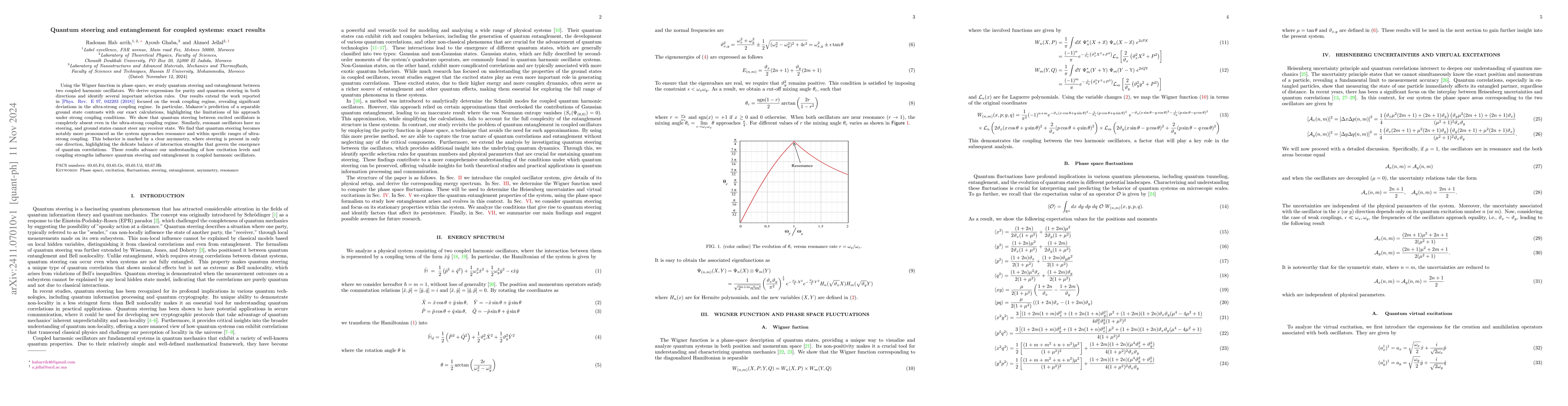Thumbnail for Quantum steering and entanglement for coupled systems: exact results