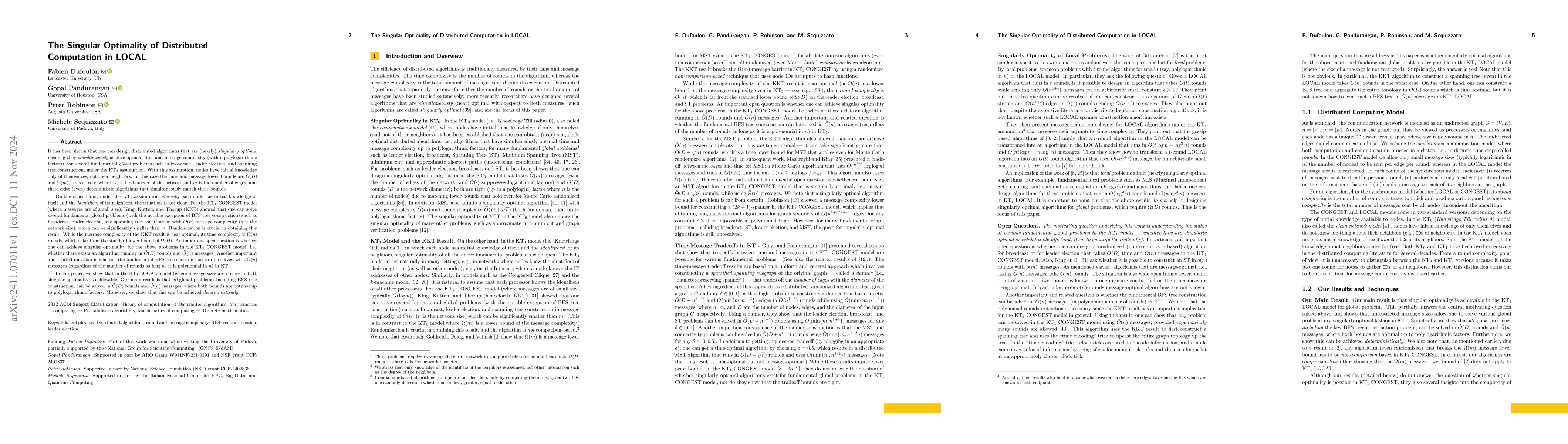 Thumbnail for The Singular Optimality of Distributed Computation in LOCAL