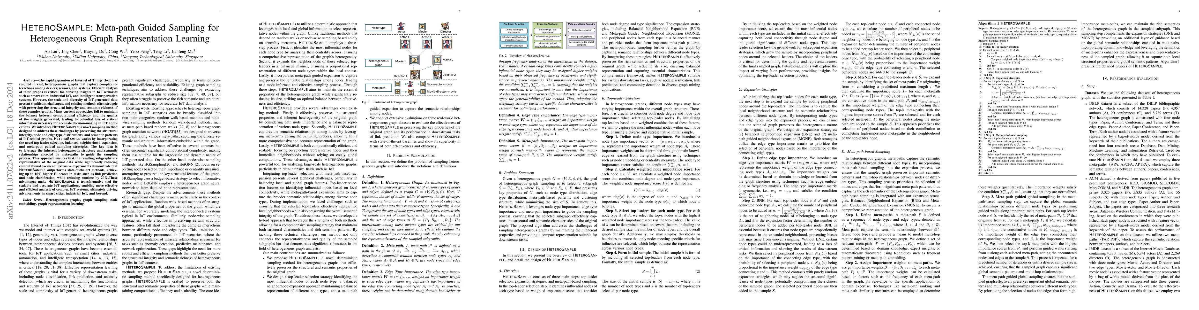 Thumbnail for HeteroSample: Meta-path Guided Sampling for Heterogeneous Graph
  Representation Learning