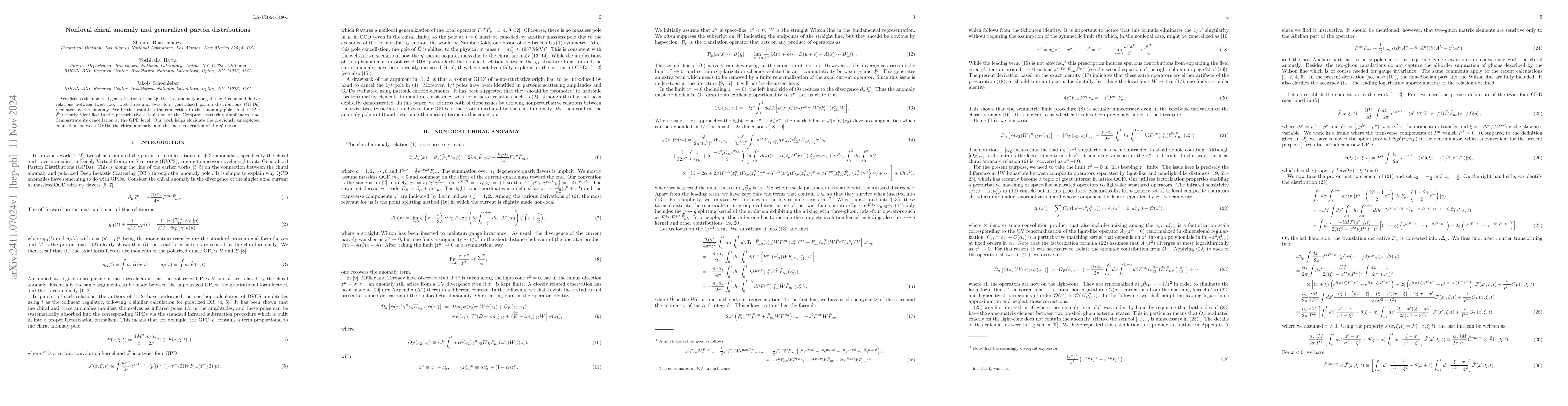 Thumbnail for Nonlocal chiral anomaly and generalized parton distributions