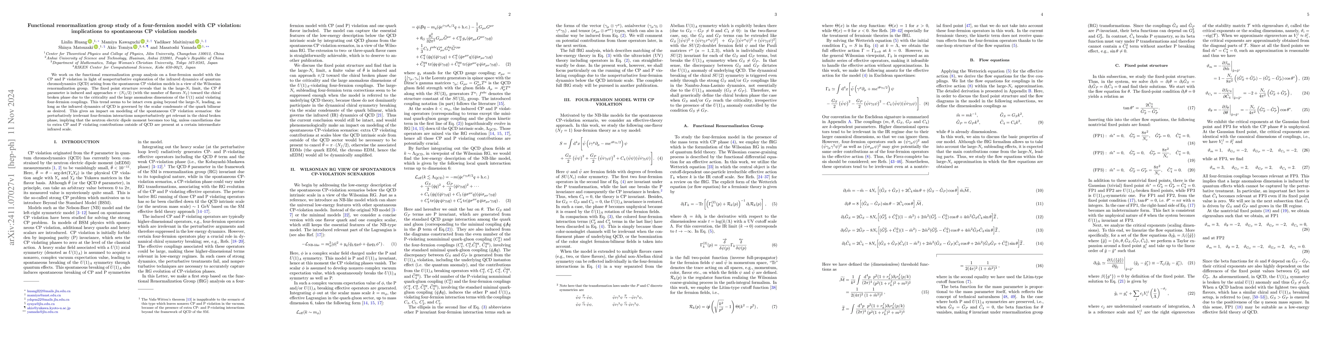 Thumbnail for Functional renormalization group study of a four-fermion model with CP
  violation: implications to spontaneous CP violation models