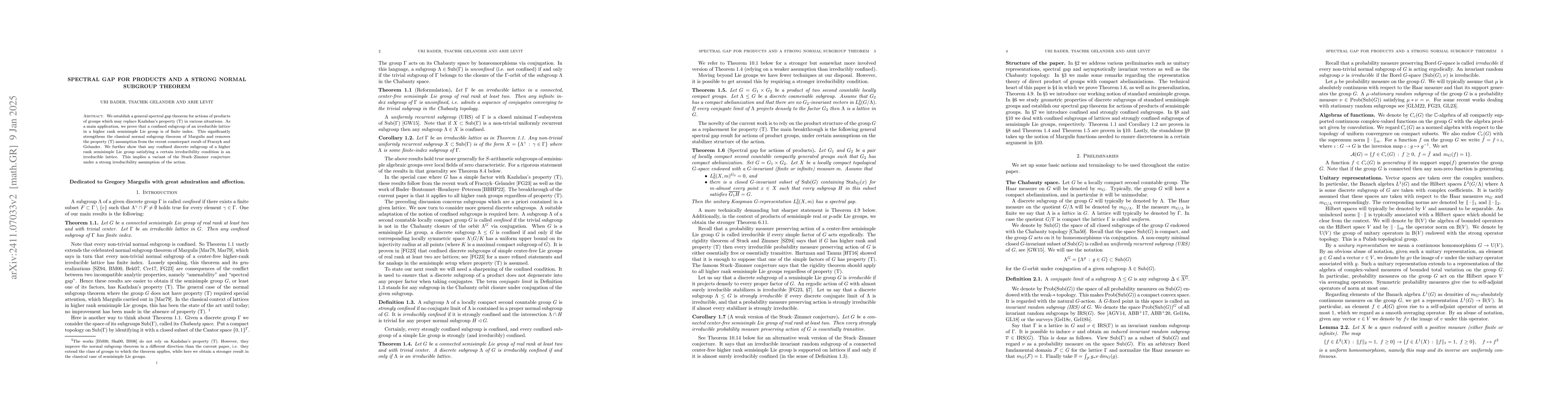 Thumbnail for Spectral gap for products and a strong normal subgroup theorem