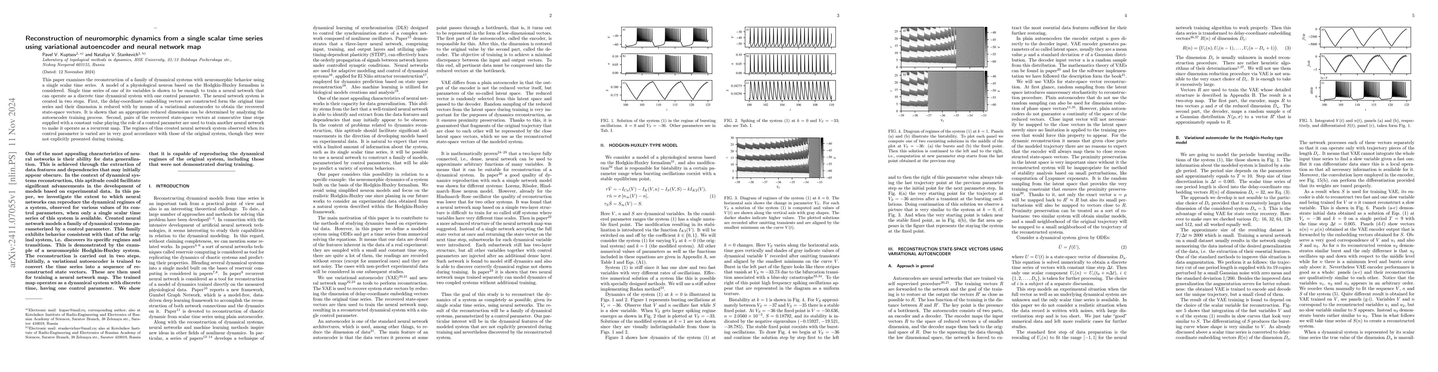 Thumbnail for Reconstruction of neuromorphic dynamics from a single scalar time series
  using variational autoencoder and neural network map