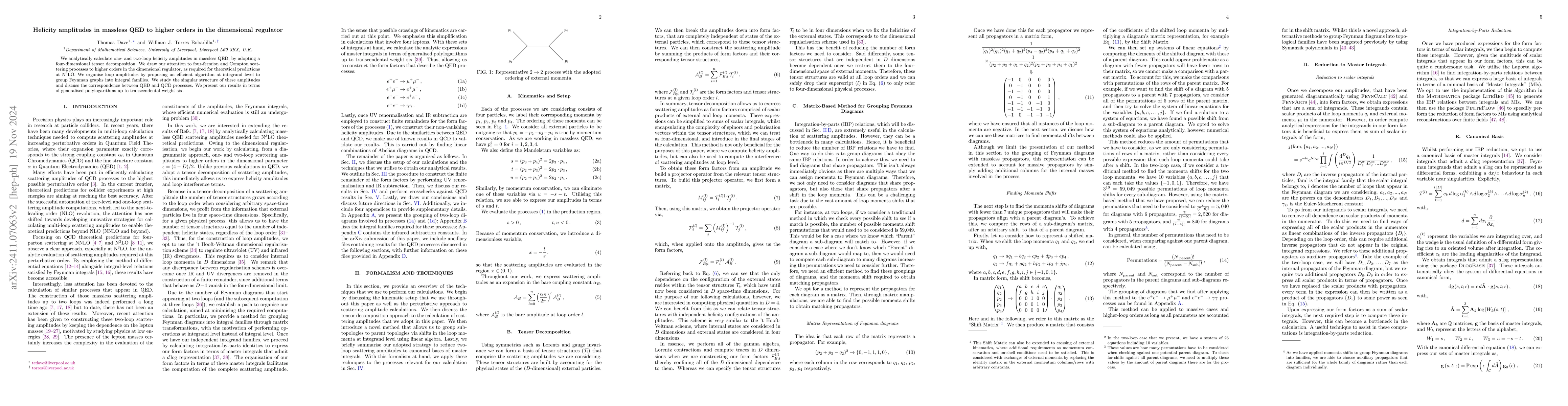 Thumbnail for Helicity amplitudes in massless QED to higher orders in the dimensional
  regulator