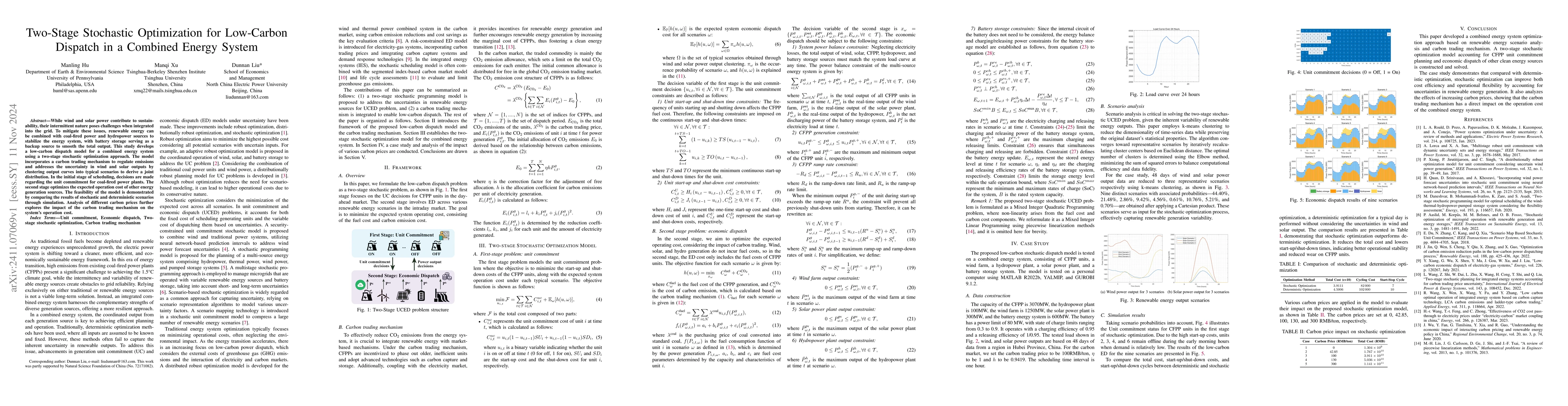 Thumbnail for Two-Stage Stochastic Optimization for Low-Carbon Dispatch in a Combined
  Energy System
