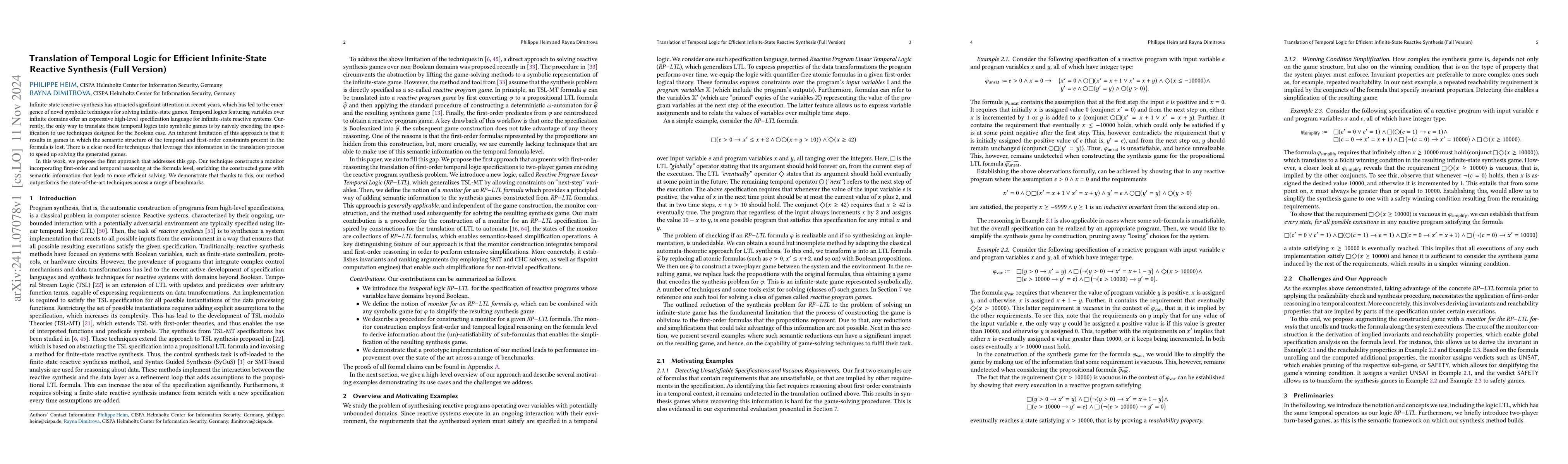 Thumbnail for Translation of Temporal Logic for Efficient Infinite-State Reactive
  Synthesis (Full Version)