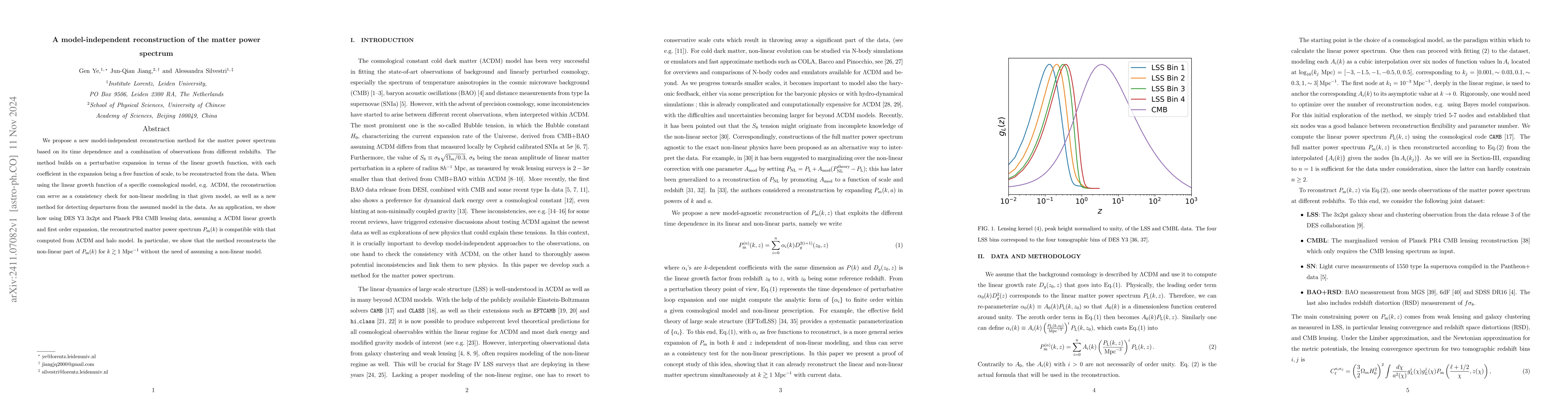 Thumbnail for A model-independent reconstruction of the matter power spectrum