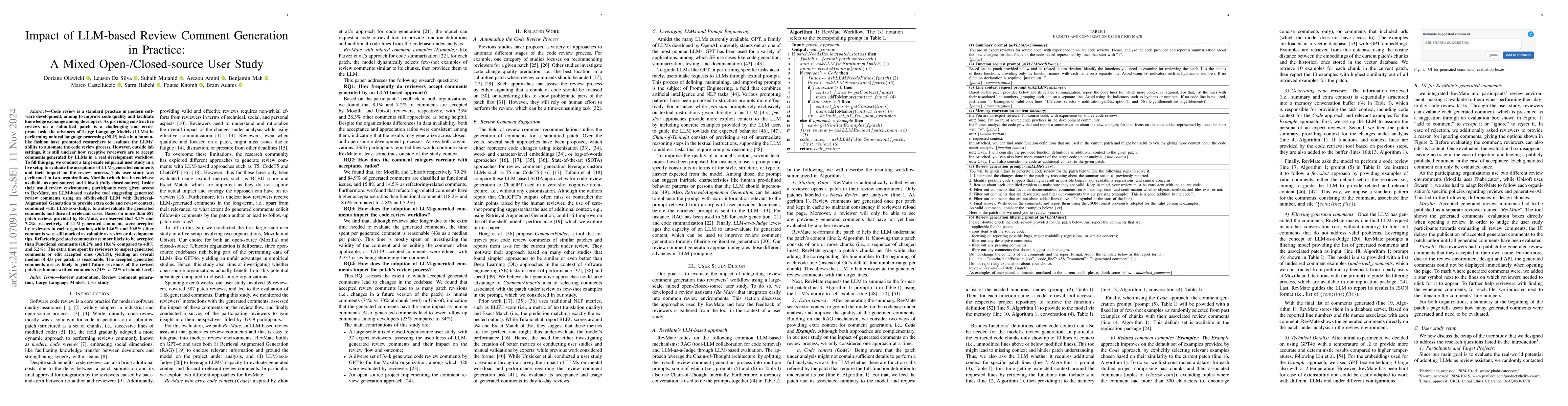 Thumbnail for Impact of LLM-based Review Comment Generation in Practice: A Mixed
  Open-/Closed-source User Study