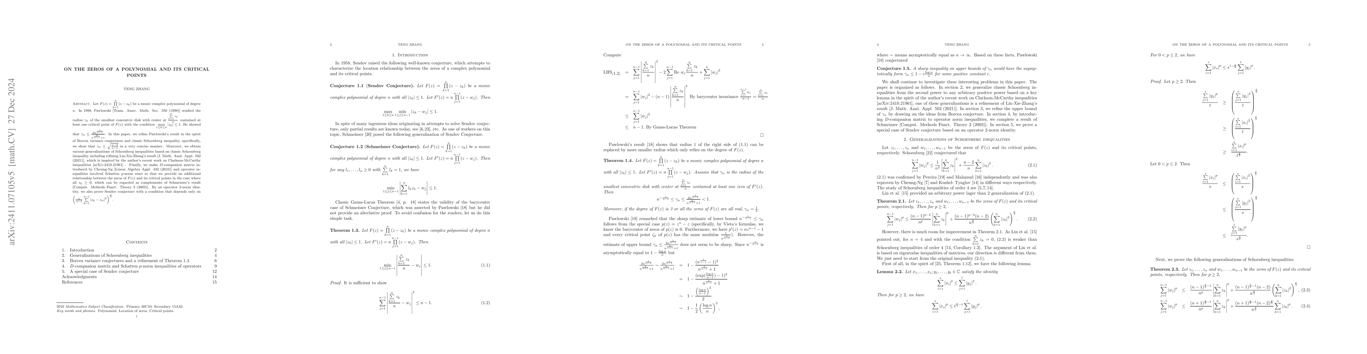 Thumbnail for Relationship between the zeros of a polynomial and its critical points
