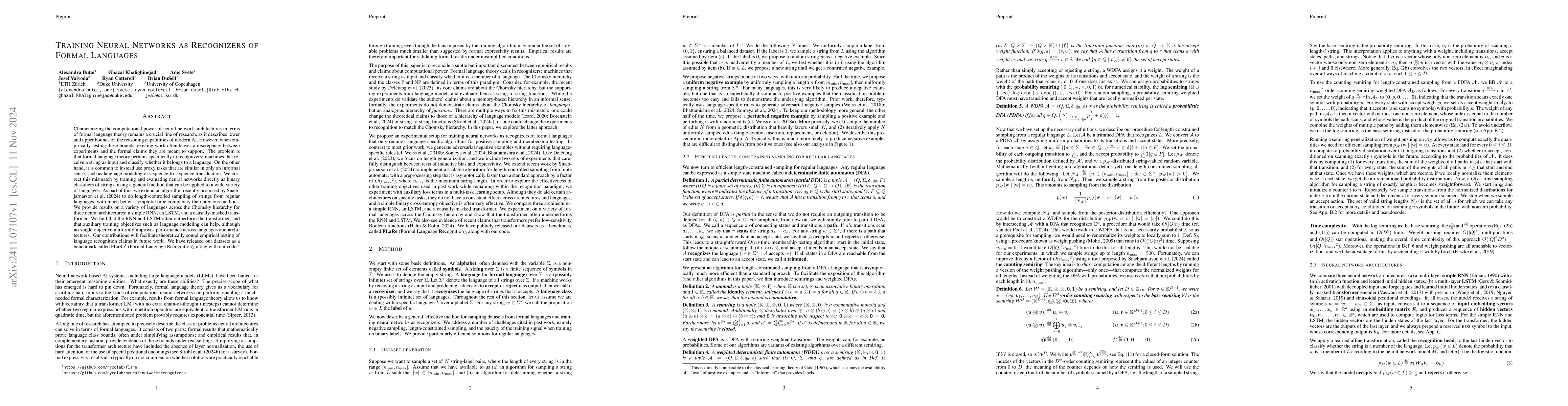Thumbnail for Training Neural Networks as Recognizers of Formal Languages