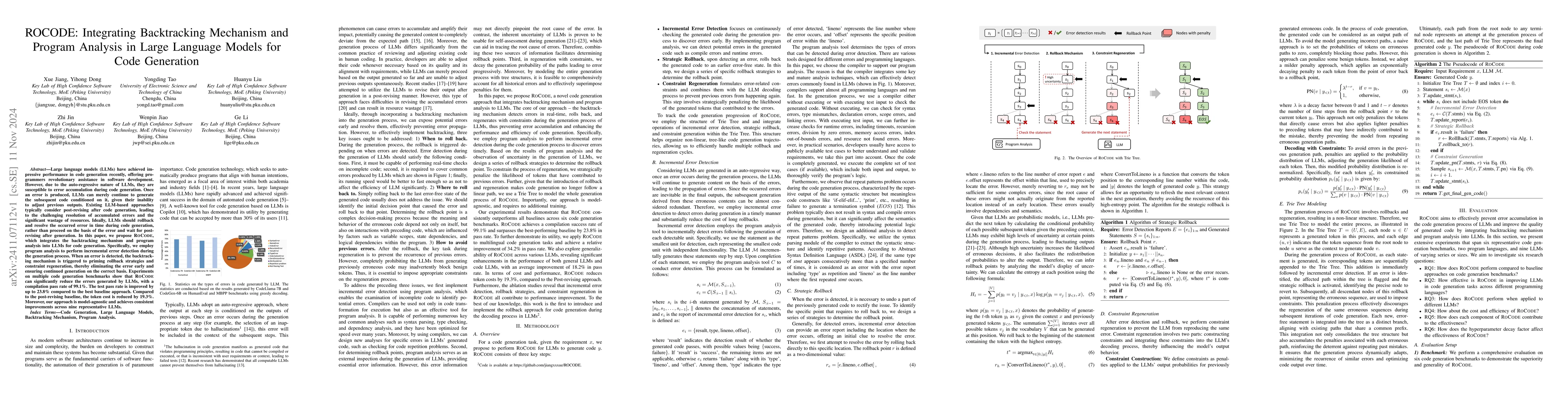 Thumbnail for ROCODE: Integrating Backtracking Mechanism and Program Analysis in Large
  Language Models for Code Generation