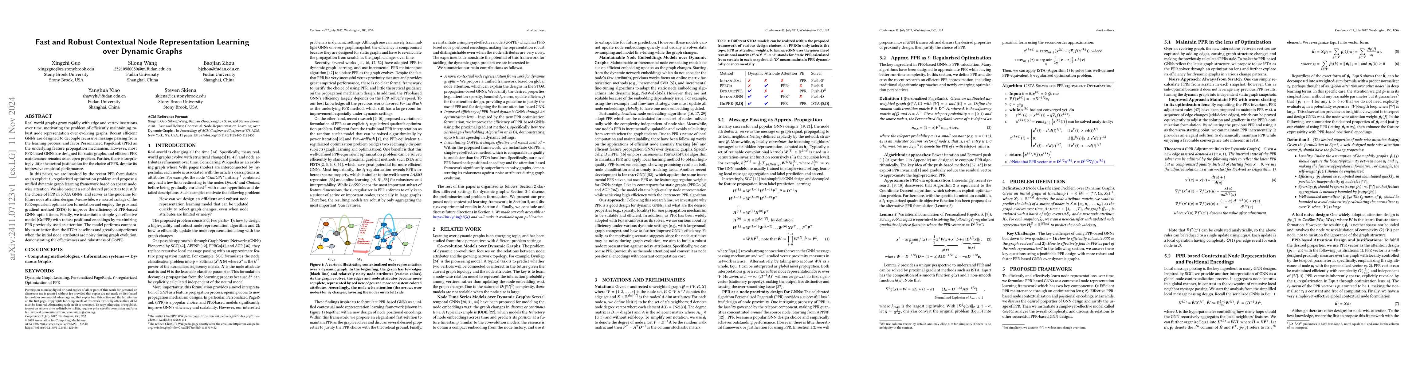 Thumbnail for Fast and Robust Contextual Node Representation Learning over Dynamic
  Graphs