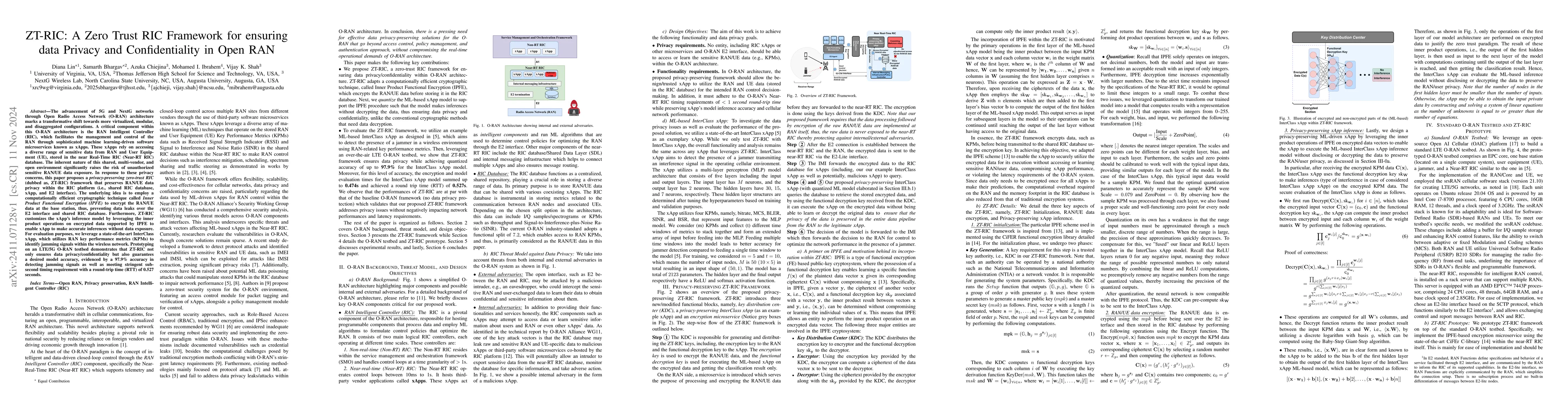 Thumbnail for ZT-RIC:A Zero Trust RIC Framework for ensuring data Privacy and
  Confidentiality in Open RAN