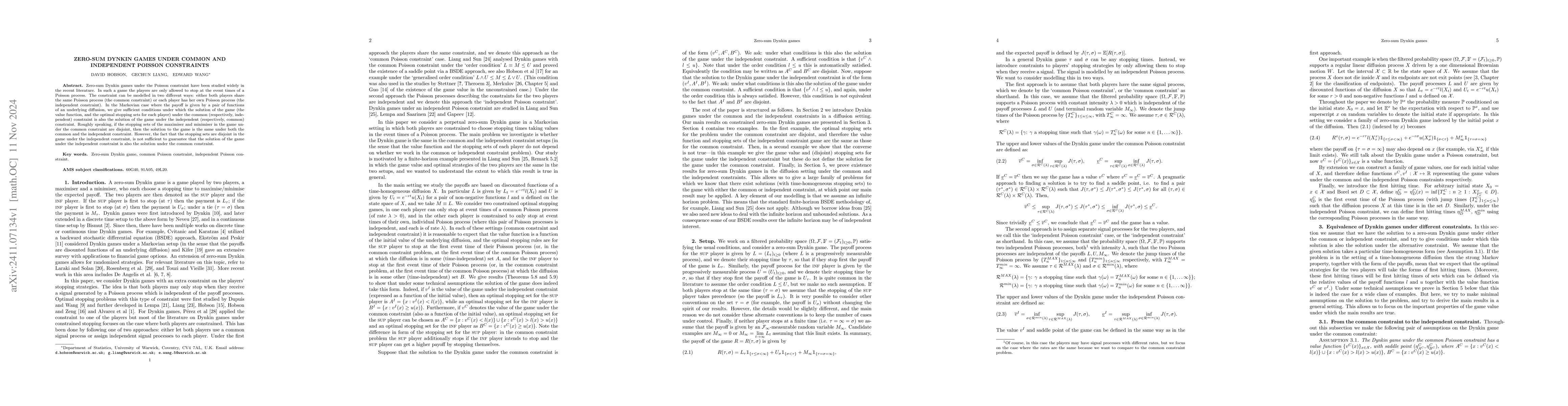 Thumbnail for Zero-sum Dynkin games under common and independent Poisson constraints