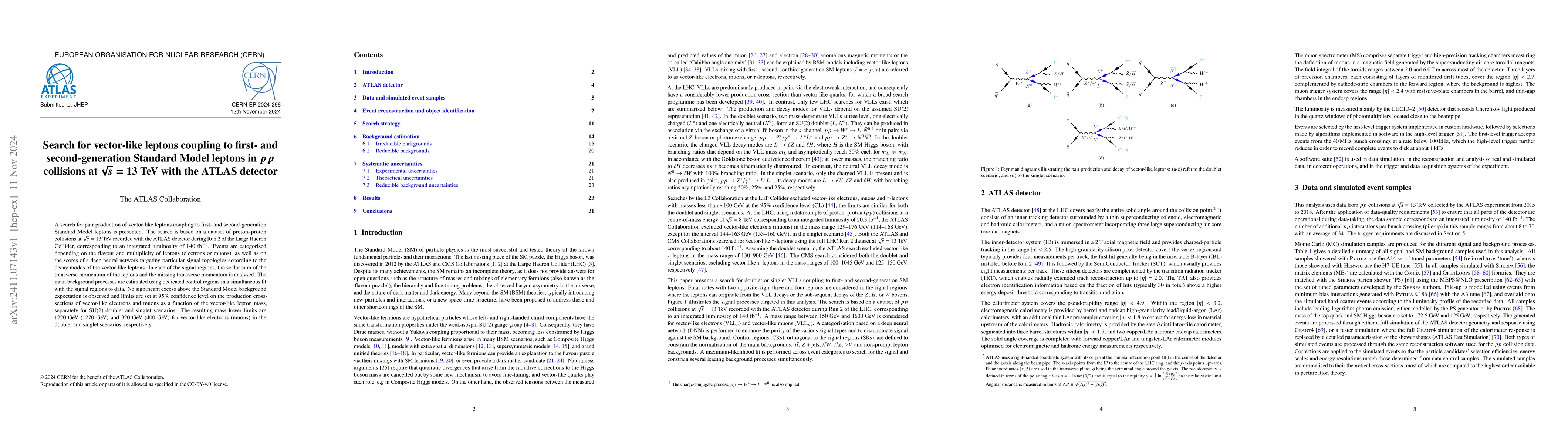 Thumbnail for Search for vector-like leptons coupling to first- and second-generation
  Standard Model leptons in $pp$ collisions at $\sqrt{s}=13$ TeV with the ATLAS
  detector