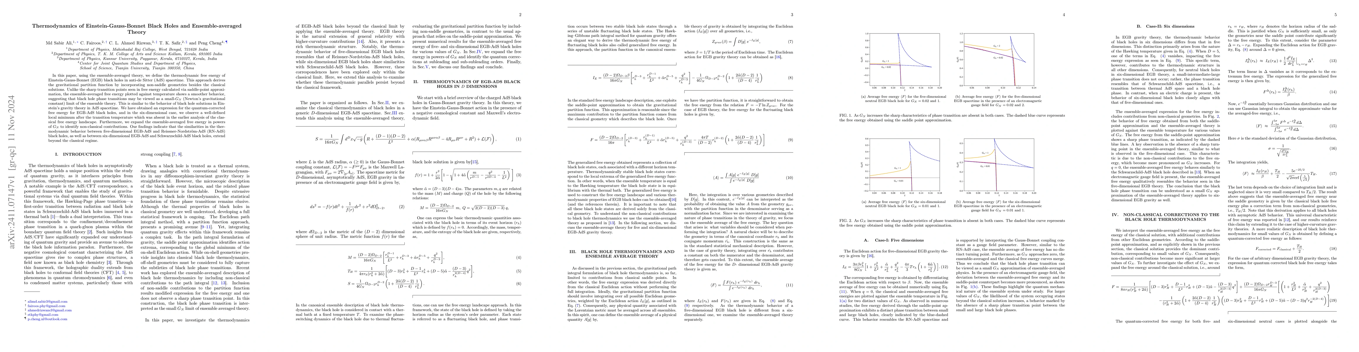 Thumbnail for Thermodynamics of Einstein-Gauss-Bonnet Black Holes and
  Ensemble-averaged Theory