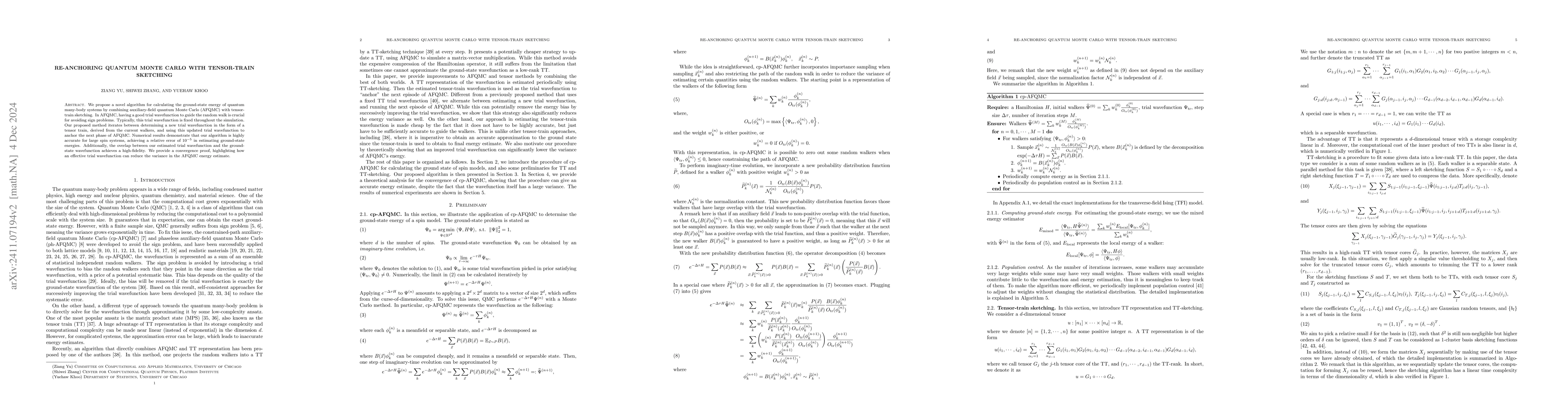 Thumbnail for Re-anchoring Quantum Monte Carlo with Tensor-Train Sketching