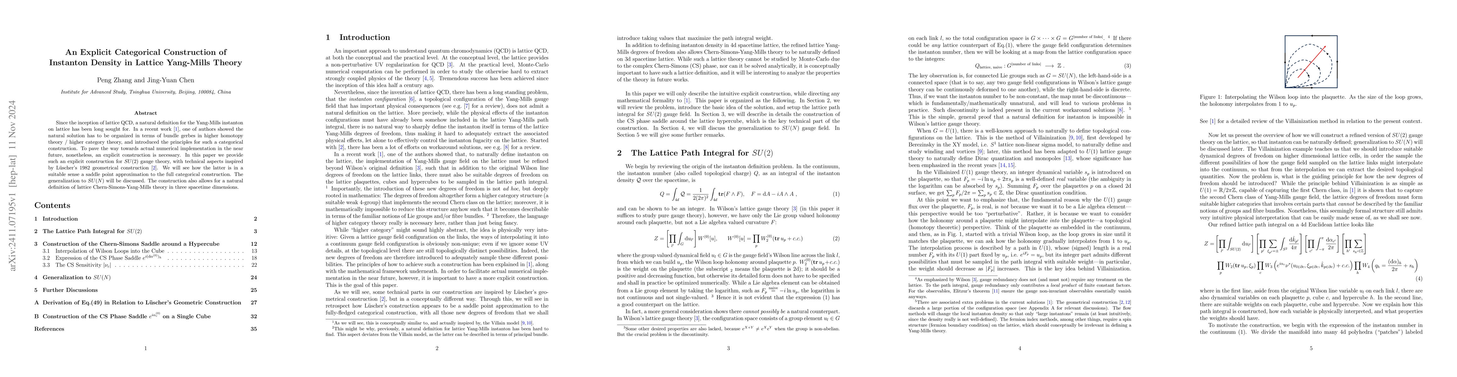 Thumbnail for An Explicit Categorical Construction of Instanton Density in Lattice
  Yang-Mills Theory