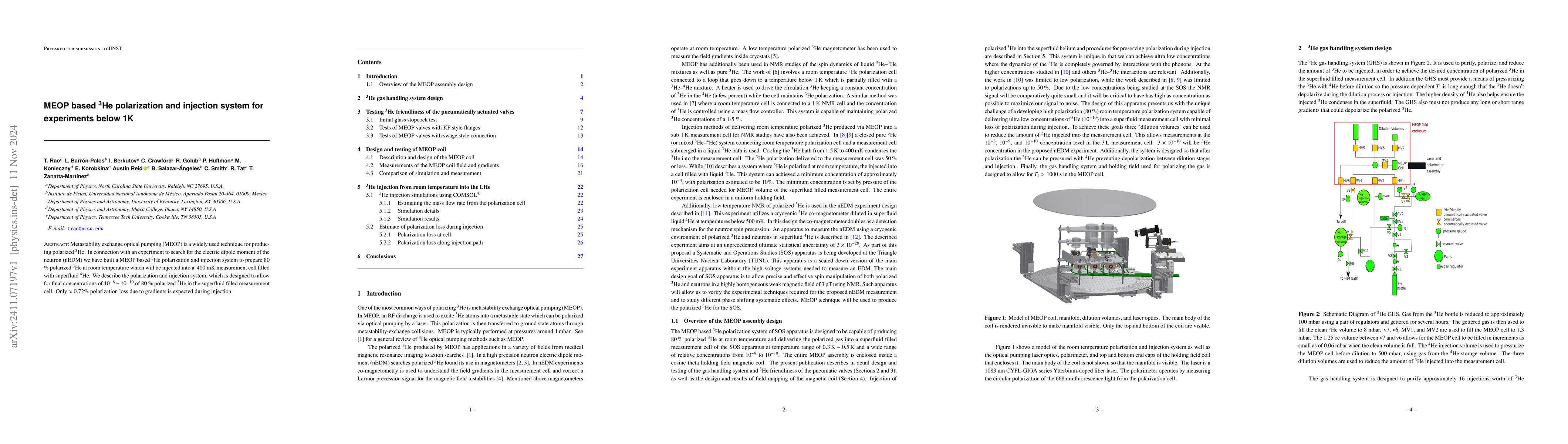 Thumbnail for MEOP based 3He polarization and injection system for experiments below 1
  K