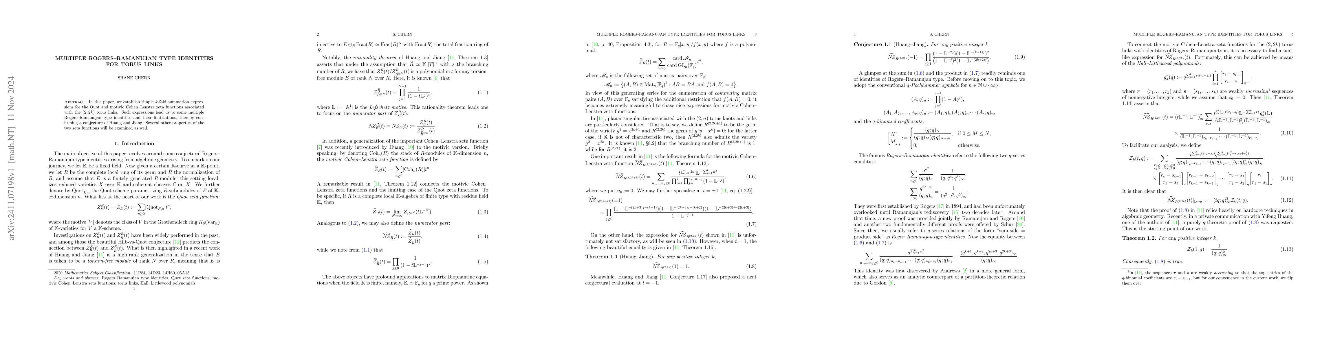 Thumbnail for Multiple Rogers--Ramanujan type identities for torus links