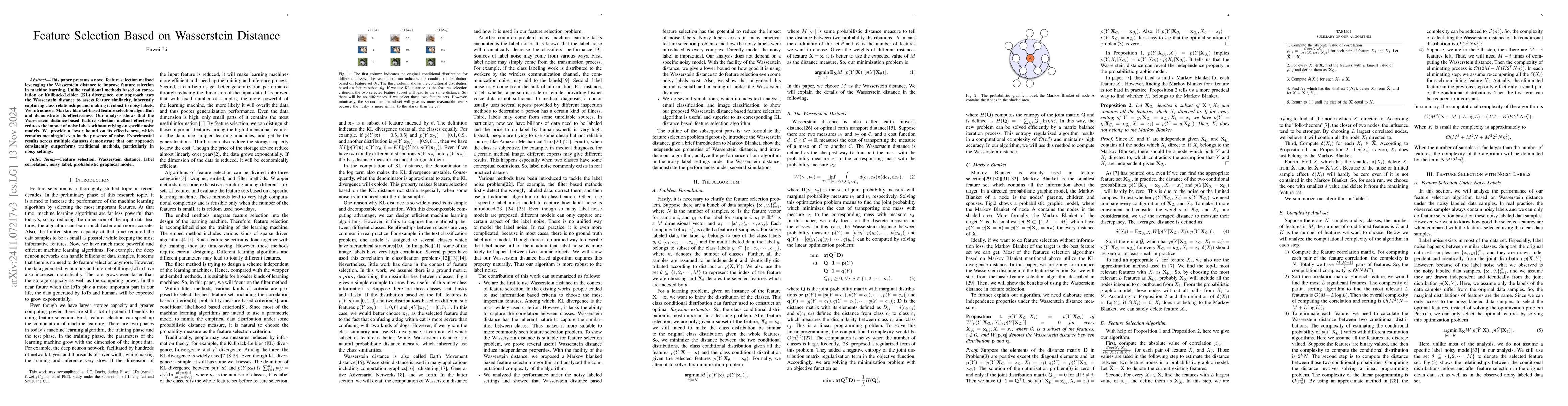 Thumbnail for Feature Selection Based on Wasserstein Distance