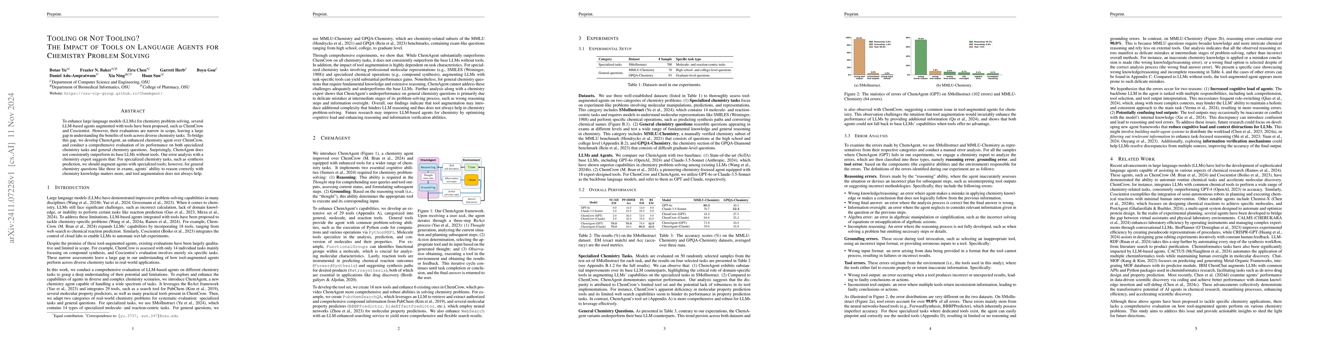 Thumbnail for Tooling or Not Tooling? The Impact of Tools on Language Agents for
  Chemistry Problem Solving