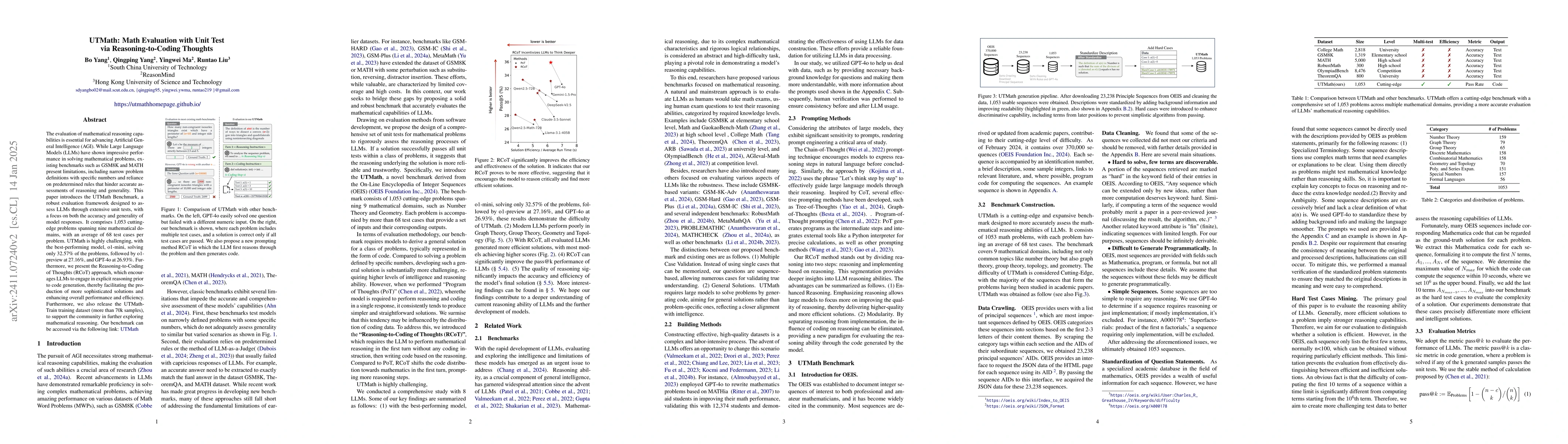 Thumbnail for UTMath: Math Evaluation with Unit Test via Reasoning-to-Coding Thoughts