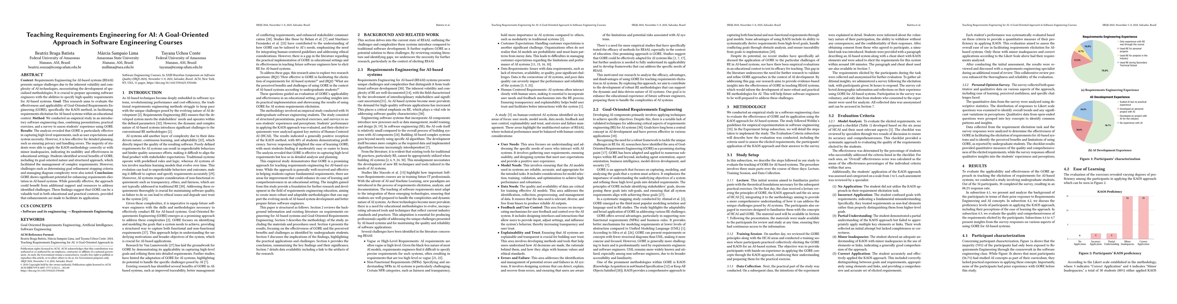Thumbnail for Teaching Requirements Engineering for AI: A Goal-Oriented Approach in
  Software Engineering Courses