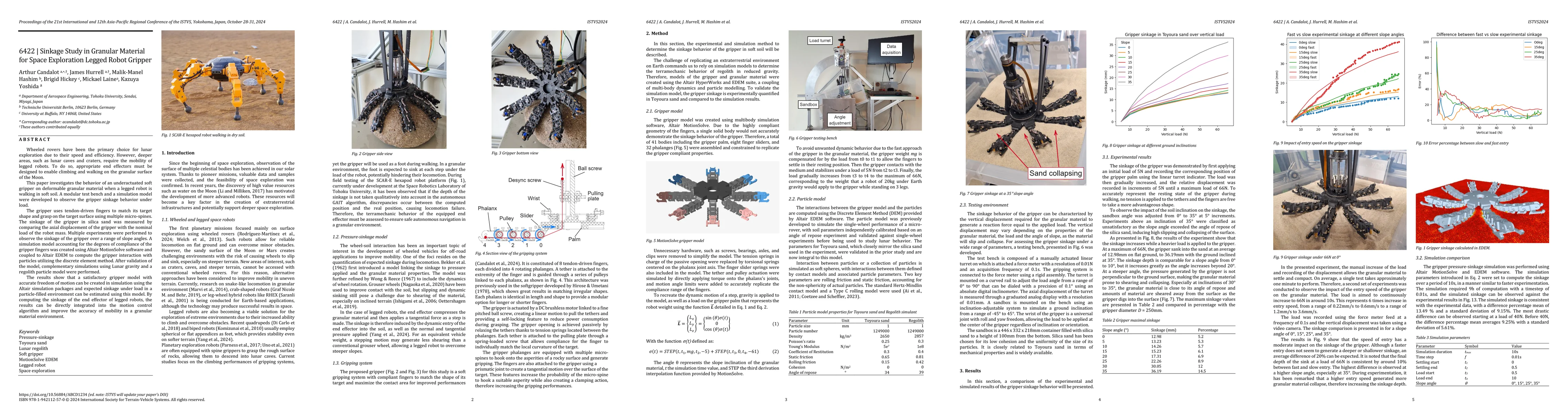 Thumbnail for Sinkage Study in Granular Material for Space Exploration Legged Robot
  Gripper