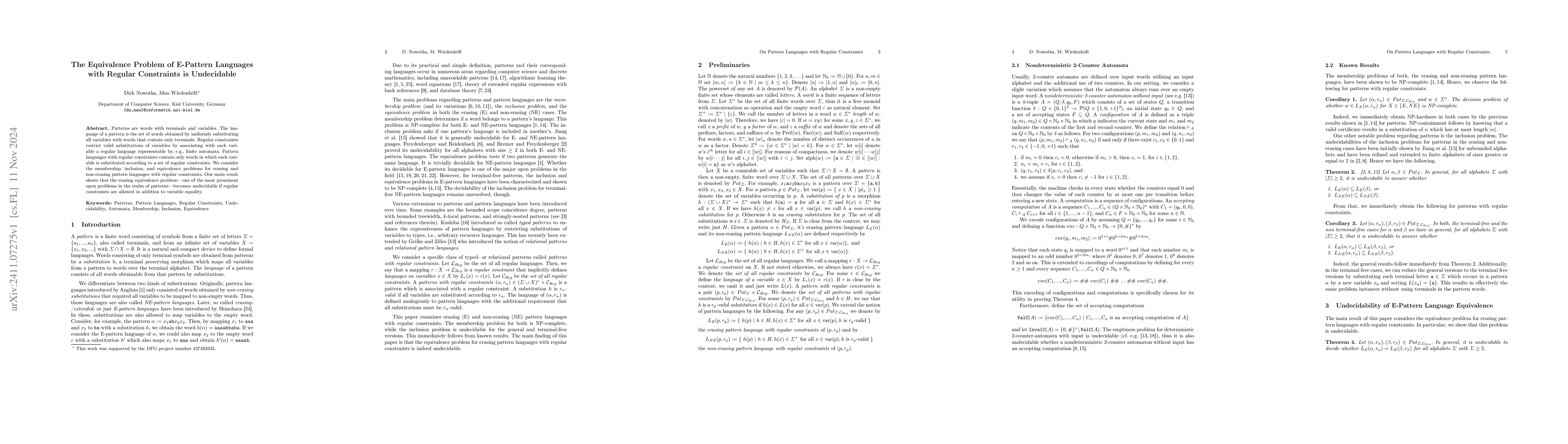 Thumbnail for The Equivalence Problem of E-Pattern Languages with Regular Constraints
  is Undecidable