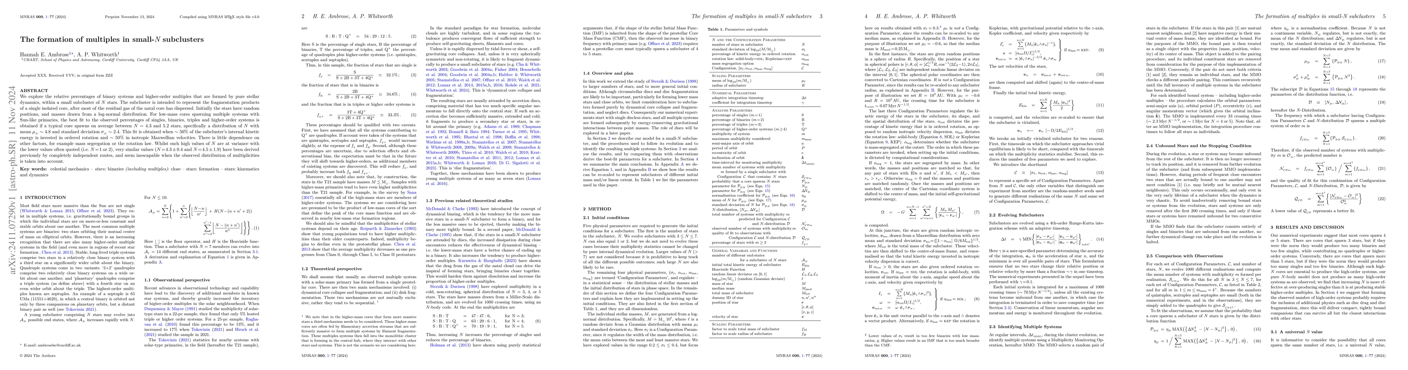 Thumbnail for The formation of multiples in small-$N$ subclusters