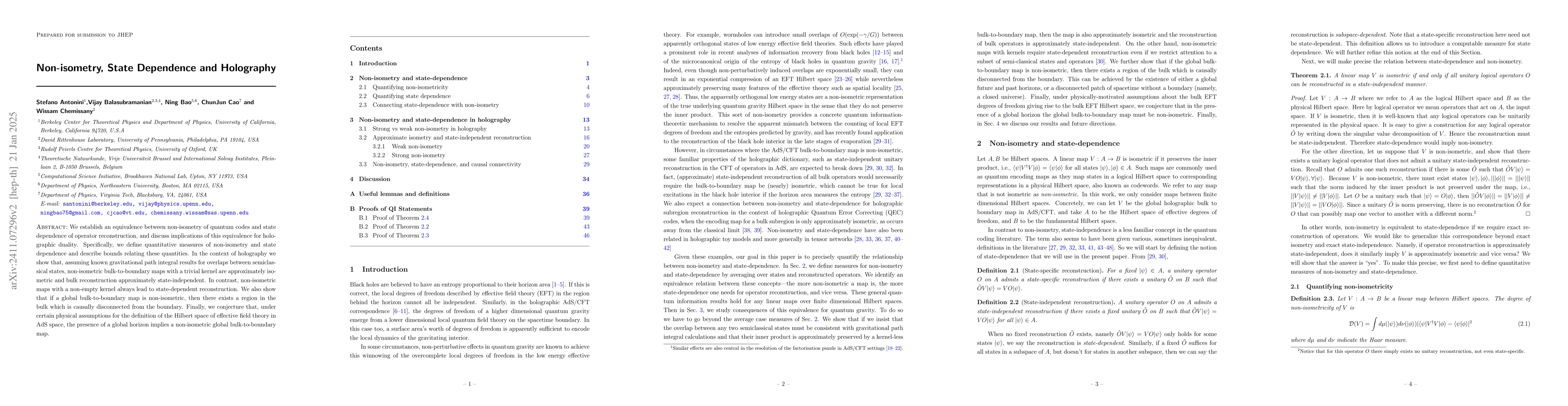 Thumbnail for Non-isometry, State-Dependence and Holography