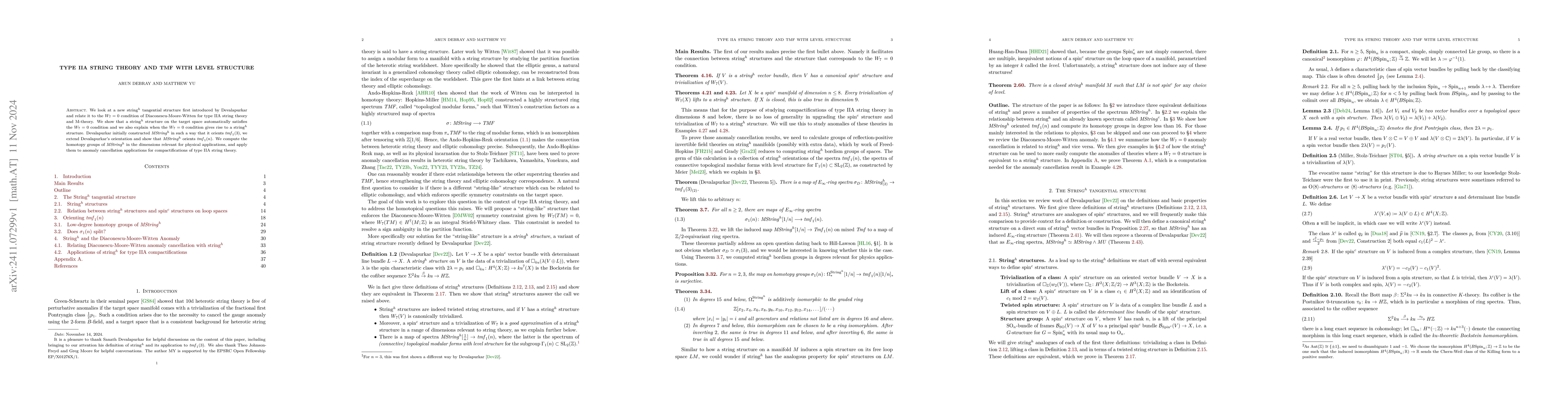 Thumbnail for Type IIA String Theory and tmf with Level Structure