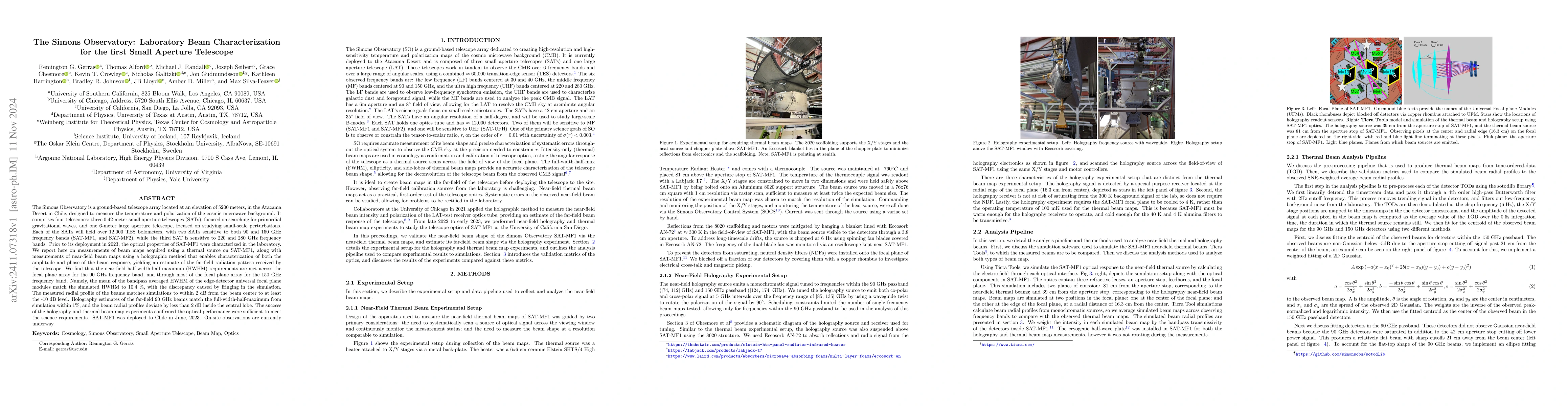 Thumbnail for The Simons Observatory: laboratory beam characterization for the first
  small aperture telescope