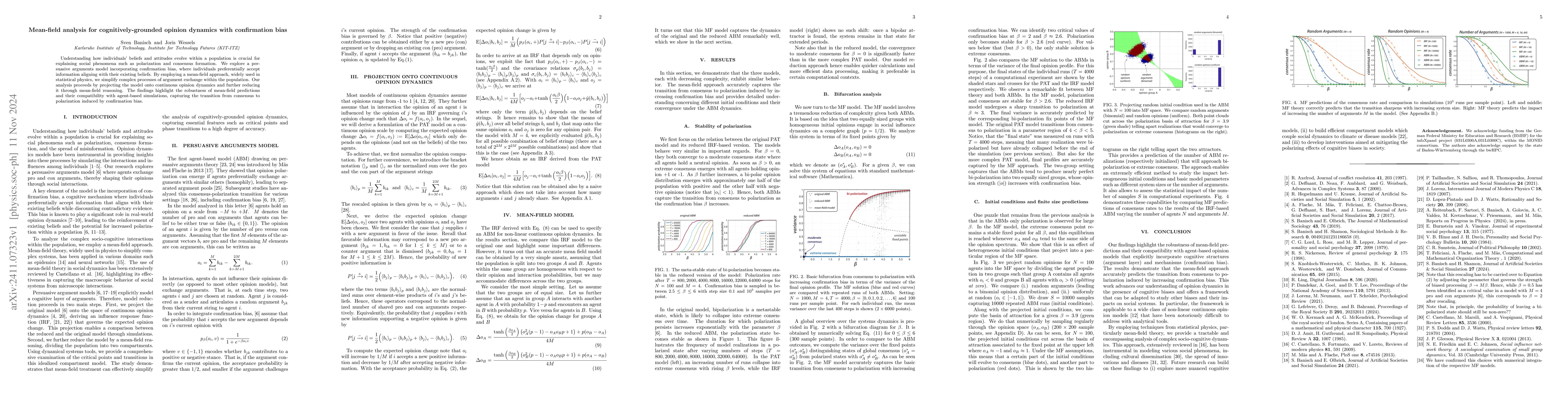 Thumbnail for Mean-field analysis for cognitively-grounded opinion dynamics with
  confirmation bias