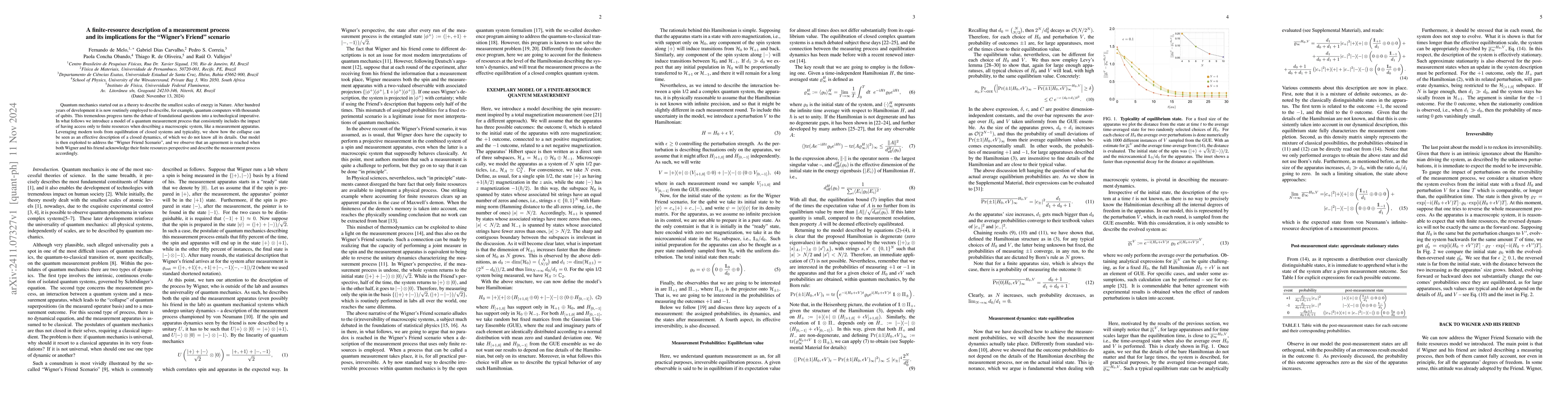 Thumbnail for A finite-resource description of a measurement process and its
  implications for the "Wigner's Friend" scenario