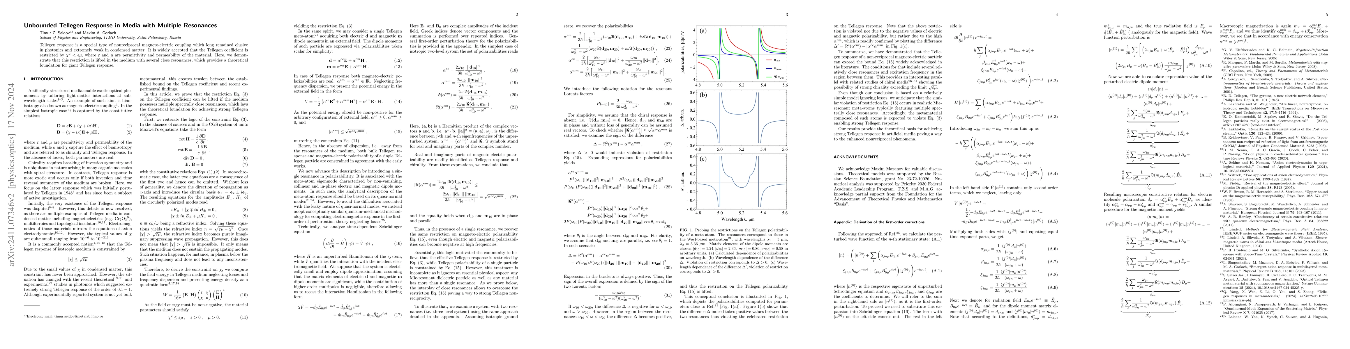 Thumbnail for Unbounded Tellegen Response in Media with Multiple Resonances