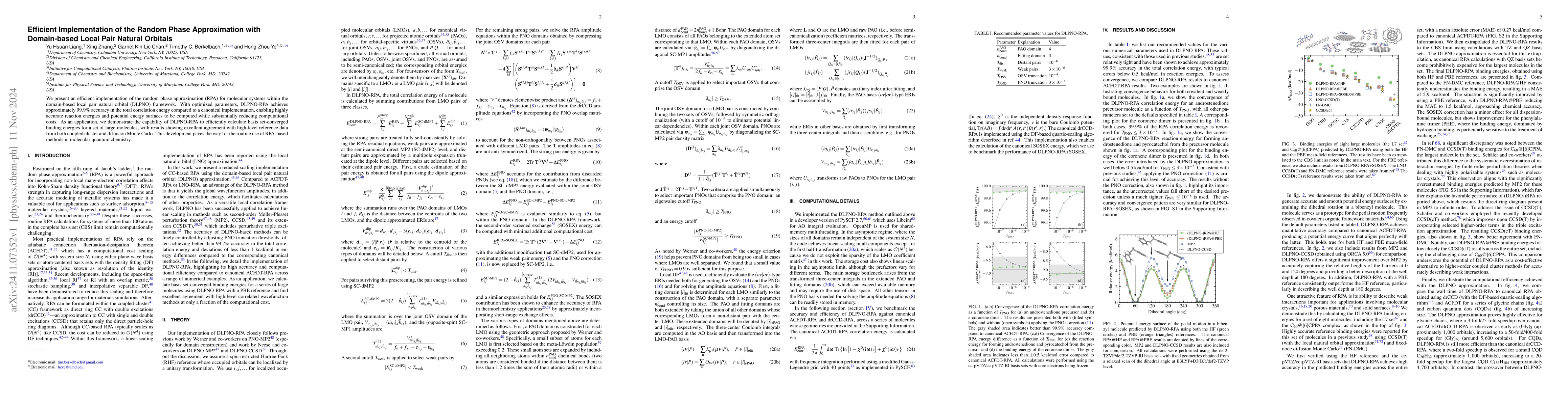 Thumbnail for Efficient Implementation of the Random Phase Approximation with
  Domain-based Local Pair Natural Orbitals