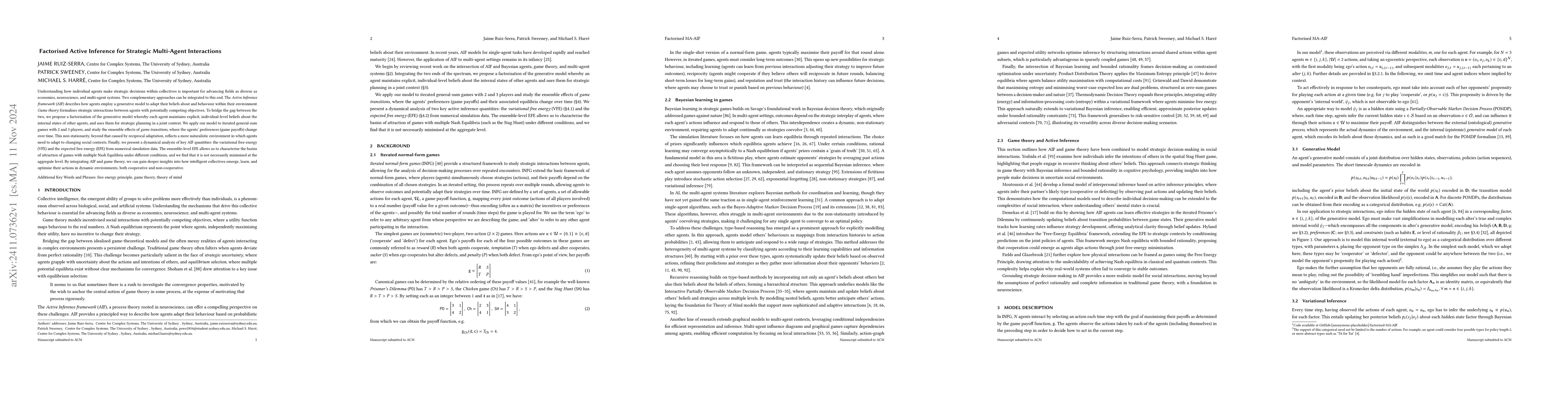 Thumbnail for Factorised Active Inference for Strategic Multi-Agent Interactions