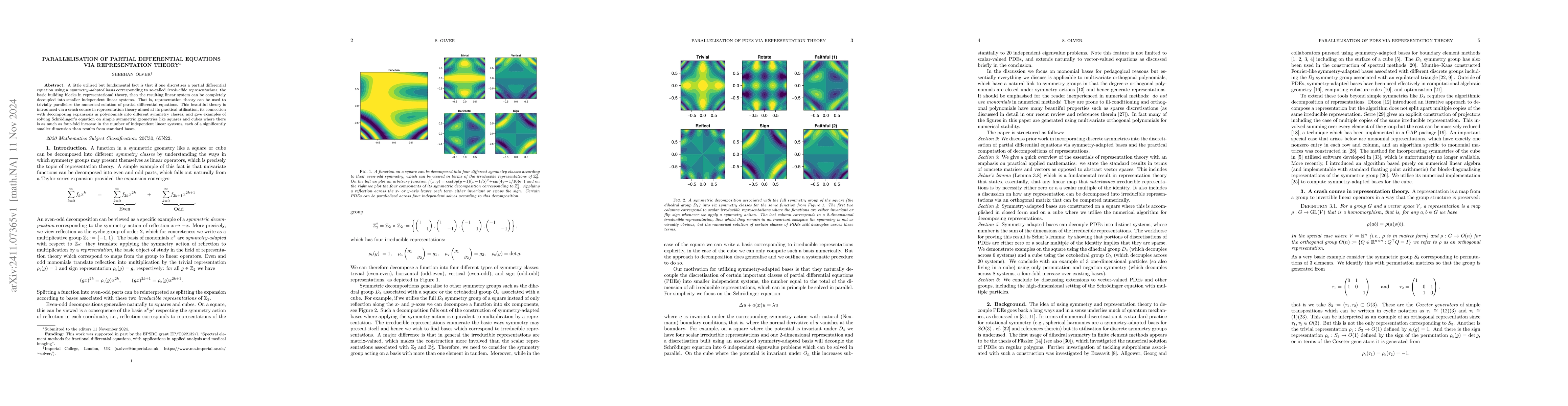 Thumbnail for Parallelisation of partial differential equations via representation
  theory