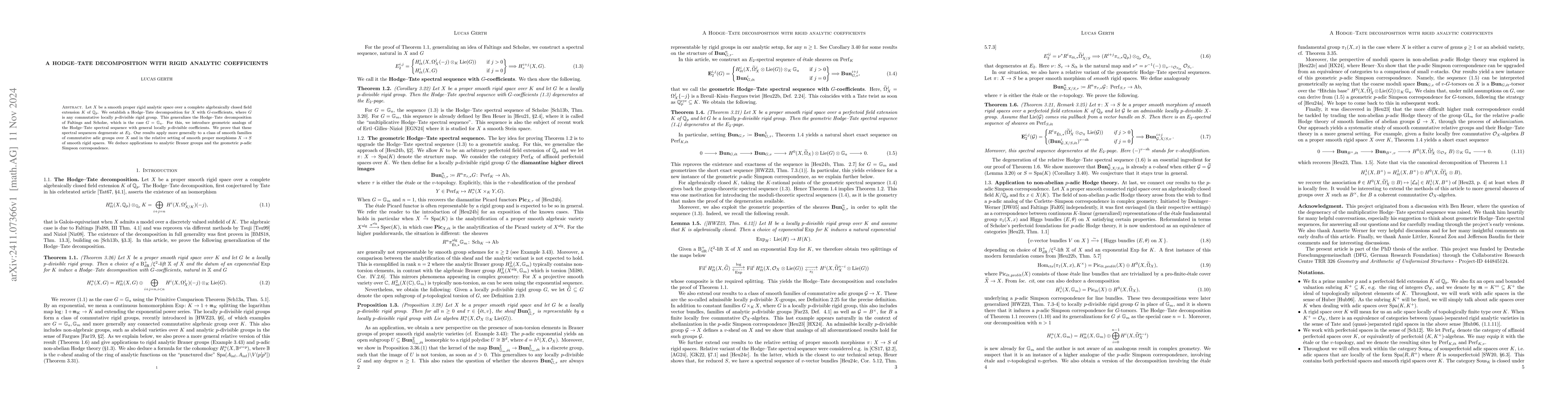 Thumbnail for A Hodge--Tate decomposition with rigid analytic coefficients