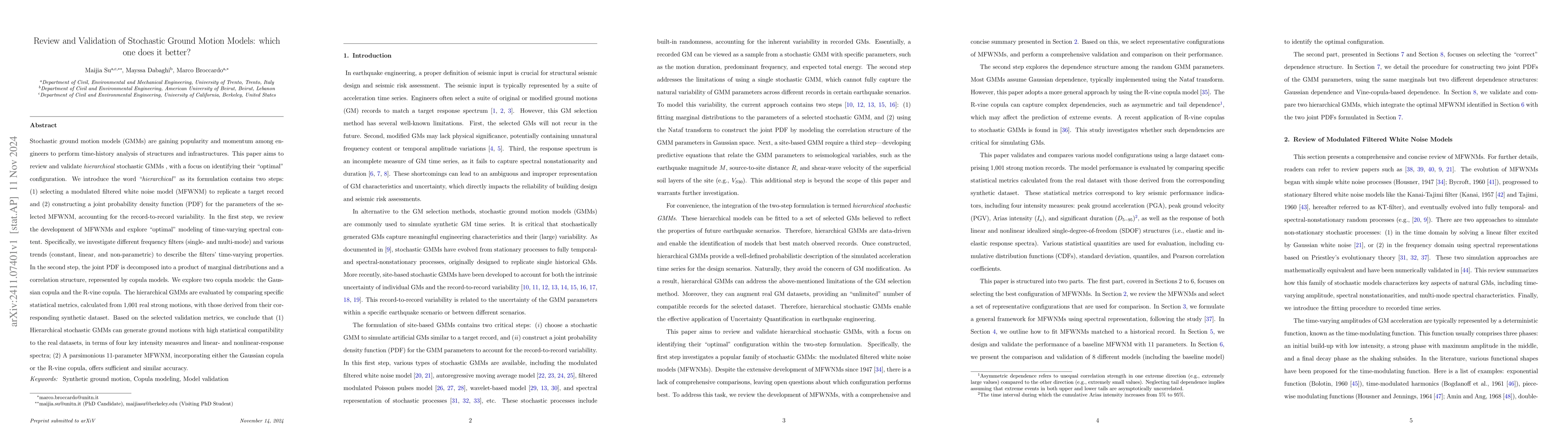 Thumbnail for Review and Validation of Stochastic Ground Motion Models: which one does
  it better?