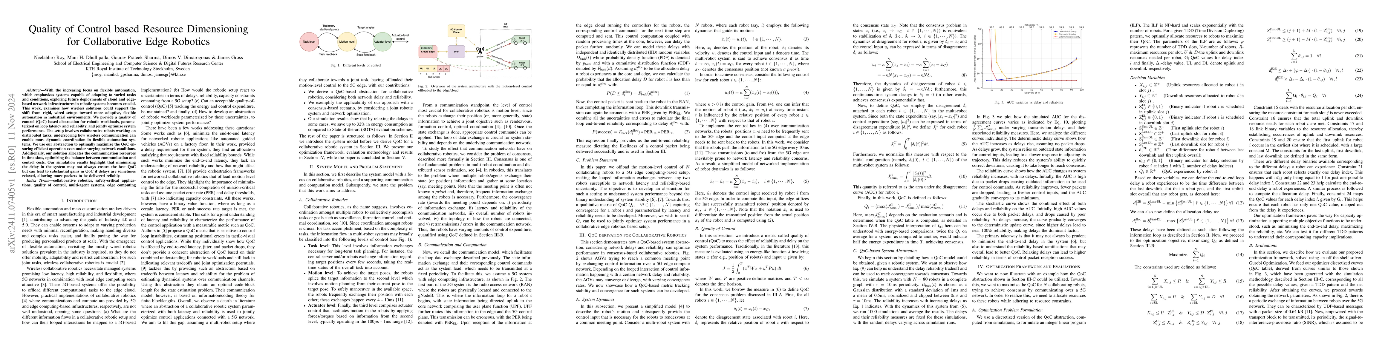 Thumbnail for Quality of Control based Resource Dimensioning for Collaborative Edge
  Robotics