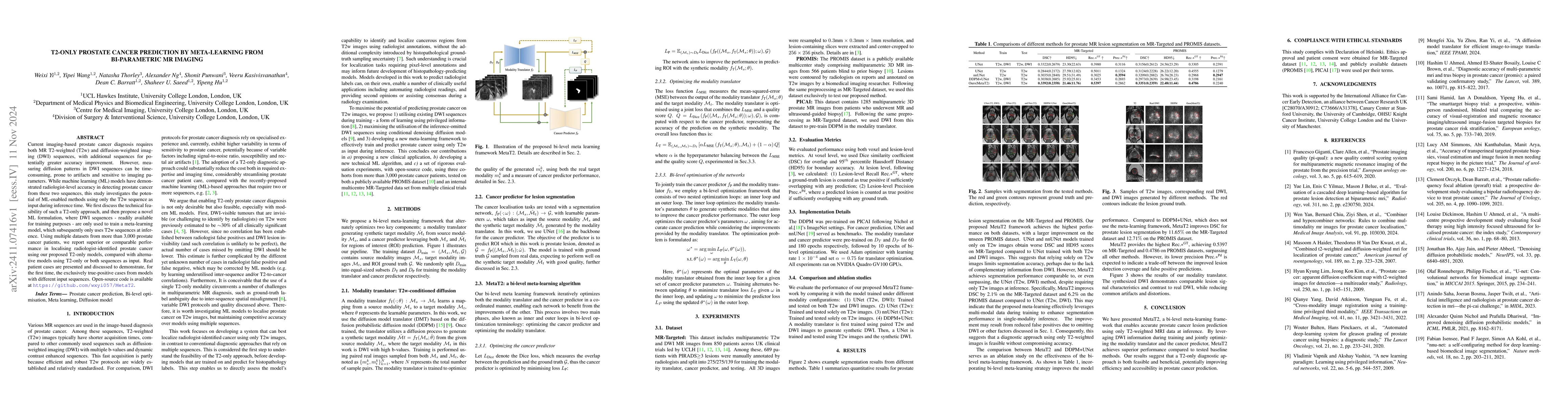 Thumbnail for T2-Only Prostate Cancer Prediction by Meta-Learning from Bi-Parametric
  MR Imaging